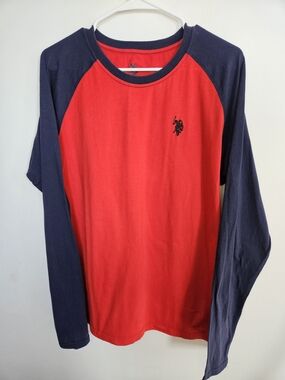 U.S. Polo Assn. Men’s Raglan Long Sleeve Shirt Red Blue Medium Feel Dry M 🔥